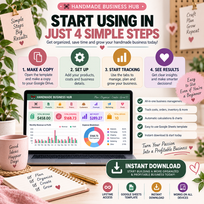 Handmade Business Hub | 13-Tab Google Sheets Business Tracker