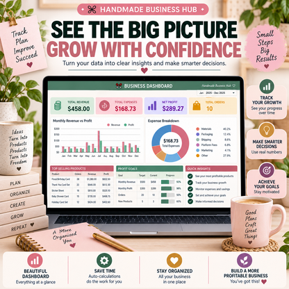 Handmade Business Hub | 13-Tab Google Sheets Business Tracker