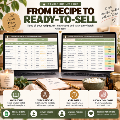 Candle Business Hub | 15-Tab Google Sheets Business Tracker