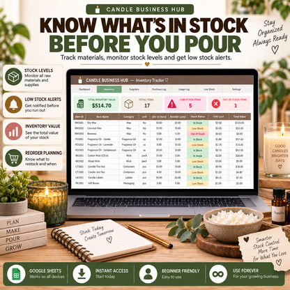 Candle Business Hub | 15-Tab Google Sheets Business Tracker