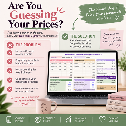 Handmade Product Pricing Calculator | Google Sheets Pricing & Profit Tracker
