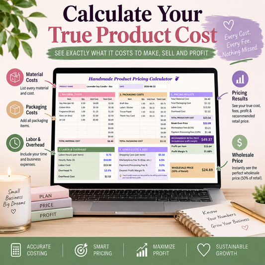 Handmade Product Pricing Calculator | Google Sheets Pricing & Profit Tracker