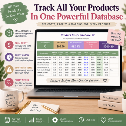 Handmade Product Pricing Calculator | Google Sheets Pricing & Profit Tracker