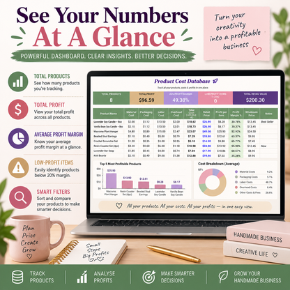 Handmade Product Pricing Calculator | Google Sheets Pricing & Profit Tracker