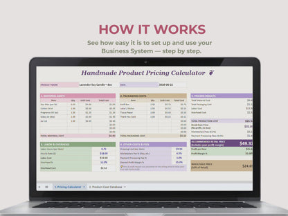 Handmade Product Pricing Calculator | Google Sheets Pricing & Profit Tracker